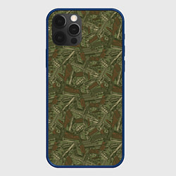 Чехол для iPhone 12 Pro Оружие пистолеты, гранаты, ножи, автоматы, цвет: 3D-тёмно-синий