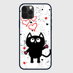 Чехол для iPhone 12 Pro Влюблённый котик Cat Love, цвет: 3D-черный