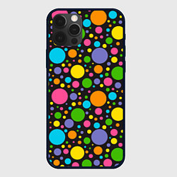 Чехол для iPhone 12 Pro Радужный горошек, цвет: 3D-черный