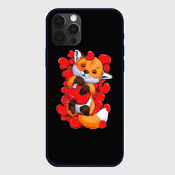 Чехол для iPhone 12 Pro Лиса Символ любви, цвет: 3D-черный