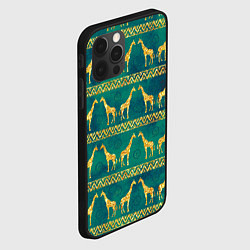 Чехол для iPhone 12 Pro Золотые жирафы паттерн, цвет: 3D-черный — фото 2