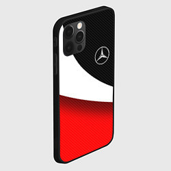 Чехол для iPhone 12 Pro MERCEDES BENZ КАРБОН И КРАСНАЯ ВОЛНА, цвет: 3D-черный — фото 2