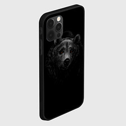 Чехол для iPhone 12 Pro Голова хищного медведя, цвет: 3D-черный — фото 2