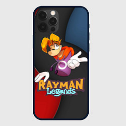 Чехол для iPhone 12 Pro Rayman на абстрактном фоне, цвет: 3D-черный