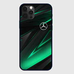 Чехол для iPhone 12 Pro MERCEDES-BENZ AMG NEON STRIPES PETRONAS, цвет: 3D-черный