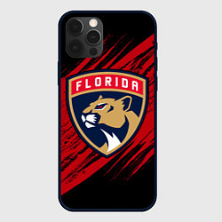 Чехол для iPhone 12 Pro Florida Panthers, Флорида Пантерз, NHL, цвет: 3D-черный