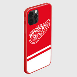 Чехол для iPhone 12 Pro Detroit Red Wings, Детройт Ред Уингз Диагональные, цвет: 3D-красный — фото 2
