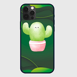 Чехол для iPhone 12 Pro Зеленый милый кактус, цвет: 3D-черный