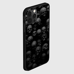 Чехол для iPhone 12 Pro Черепа на черном фоне паттерн, цвет: 3D-черный — фото 2