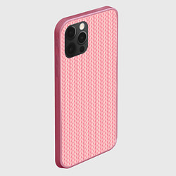 Чехол для iPhone 12 Pro Вязаный простой узор косичка Три оттенка розового, цвет: 3D-малиновый — фото 2