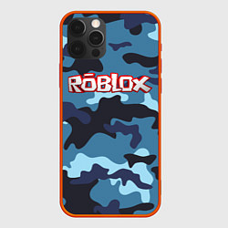 Чехол для iPhone 12 Pro Roblox Камуфляж Тёмный Синий, цвет: 3D-красный