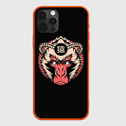 Чехол для iPhone 12 Pro Символ обезьяны, цвет: 3D-красный