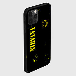 Чехол для iPhone 12 Pro Nirvana паттерн смайлы, цвет: 3D-черный — фото 2