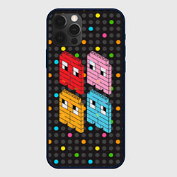 Чехол для iPhone 12 Pro Pac-man пиксели, цвет: 3D-черный