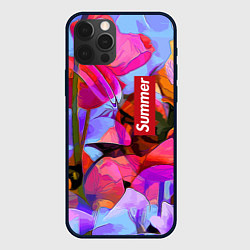 Чехол для iPhone 12 Pro Красочный летний цветочный паттерн Summer color pa, цвет: 3D-черный