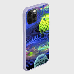 Чехол для iPhone 12 Pro Геометрический фрактальный неоновый паттерн Geomet, цвет: 3D-светло-сиреневый — фото 2