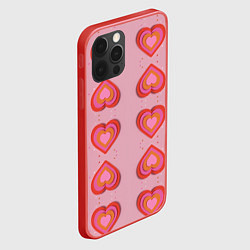 Чехол для iPhone 12 Pro Сердечки перевернутые, цвет: 3D-красный — фото 2