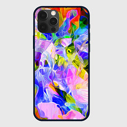 Чехол для iPhone 12 Pro Красочный цветочный узор Весна - Лето 2023 Colorfu, цвет: 3D-черный