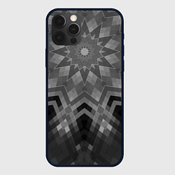Чехол для iPhone 12 Pro Серый геометрический орнамент-калейдоскоп, цвет: 3D-черный