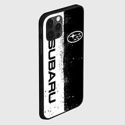 Чехол для iPhone 12 Pro СУБАРУ - SUBARU ЧЕРНО БЕЛЫЕ БРЫЗГИ КРАСКА, цвет: 3D-черный — фото 2