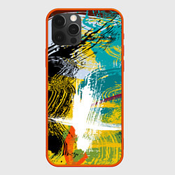 Чехол для iPhone 12 Pro Абстрактные мазки цветной краской strokes of paint, цвет: 3D-красный