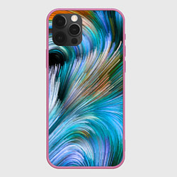 Чехол для iPhone 12 Pro Абстрактная красочная композиция Полосы Abstract c, цвет: 3D-малиновый