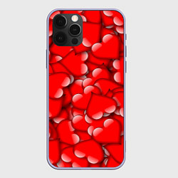 Чехол для iPhone 12 Pro LOVING HEARTS, цвет: 3D-светло-сиреневый