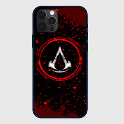 Чехол для iPhone 12 Pro Символ Assassins Creed и краска вокруг на темном ф, цвет: 3D-черный