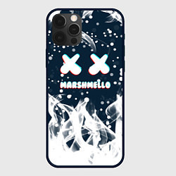 Чехол для iPhone 12 Pro Marshmello белый огонь, цвет: 3D-черный