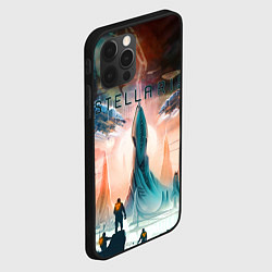 Чехол для iPhone 12 Pro Stellaris космические корабли на фоне башни, цвет: 3D-черный — фото 2