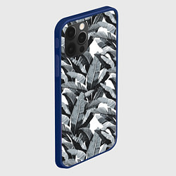 Чехол для iPhone 12 Pro Чёрно-белые Листья Пальм, цвет: 3D-тёмно-синий — фото 2