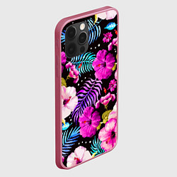 Чехол для iPhone 12 Pro Floral pattern Summer night Fashion trend, цвет: 3D-малиновый — фото 2