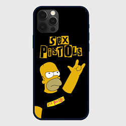 Чехол для iPhone 12 Pro Sex Pistols Гомер Симпсон рокер, цвет: 3D-черный