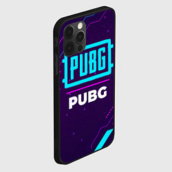 Чехол для iPhone 12 Pro Символ PUBG в неоновых цветах на темном фоне, цвет: 3D-черный — фото 2