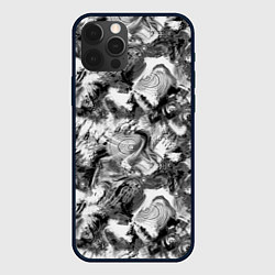 Чехол для iPhone 12 Pro Абстрактный в серых тонах фон с головой рыбы, цвет: 3D-черный