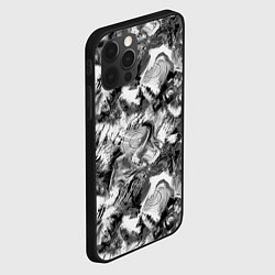 Чехол для iPhone 12 Pro Абстрактный в серых тонах фон с головой рыбы, цвет: 3D-черный — фото 2