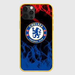 Чехол для iPhone 12 Pro Челси chelsea пламя, цвет: 3D-желтый