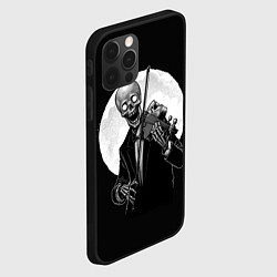 Чехол для iPhone 12 Pro Скелет скрипач под полной луной, цвет: 3D-черный — фото 2