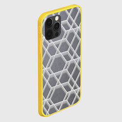 Чехол для iPhone 12 Pro Белые неоновые соты, цвет: 3D-желтый — фото 2