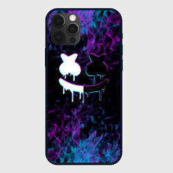 Чехол для iPhone 12 Pro Marshmello neon пламя, цвет: 3D-черный