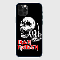 Чехол для iPhone 12 Pro Iron Maiden Череп, цвет: 3D-черный