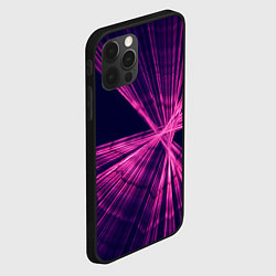 Чехол для iPhone 12 Pro Неоновое множество лучей - Розовый, цвет: 3D-черный — фото 2
