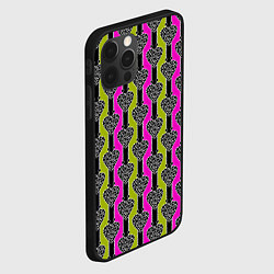 Чехол для iPhone 12 Pro Striped multicolored pattern Сердце, цвет: 3D-черный — фото 2