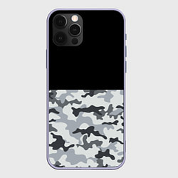 Чехол для iPhone 12 Pro Полукамуфляж Тёмно-Серый, цвет: 3D-светло-сиреневый