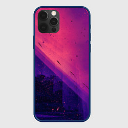 Чехол для iPhone 12 Pro Неоновая пыль и лучи - Тёмно-розовый, цвет: 3D-тёмно-синий
