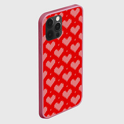 Чехол для iPhone 12 Pro Вязаные Сердечки, цвет: 3D-малиновый — фото 2