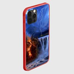 Чехол для iPhone 12 Pro Огонь, гроза и вода, цвет: 3D-красный — фото 2