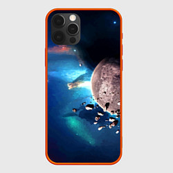 Чехол для iPhone 12 Pro Космическое столкновение объектов, цвет: 3D-красный