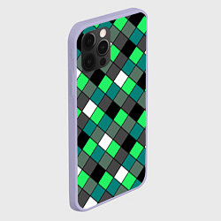 Чехол для iPhone 12 Pro Геометрический узор в зеленых и черный тонах, цвет: 3D-светло-сиреневый — фото 2