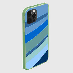 Чехол для iPhone 12 Pro Сине-зеленые линии, цвет: 3D-салатовый — фото 2